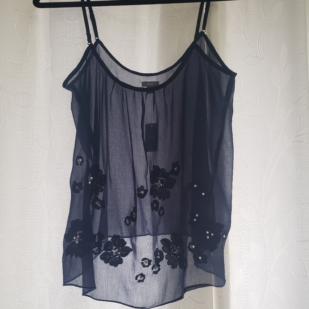 sheer navy blue tank top